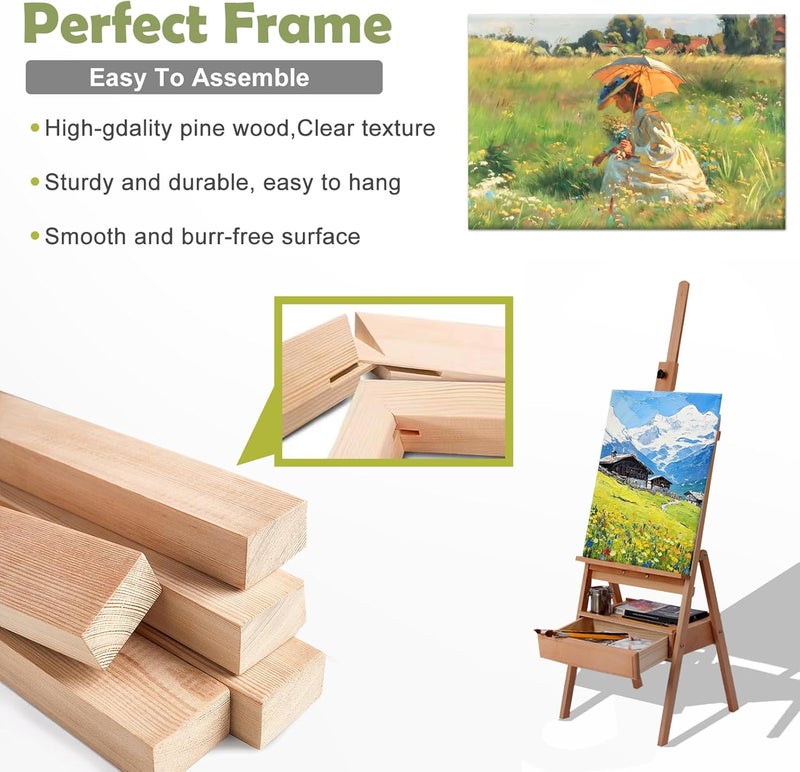 EVNEED 2 Set 24"x30"Canvas Stretcher Bars, DIY Wood Canvas Frames Kit, Wooden Art Frames, Wood Stretching Bars for Gallery Wrap Oil Painting Posters and Canvas Arts - Image 4